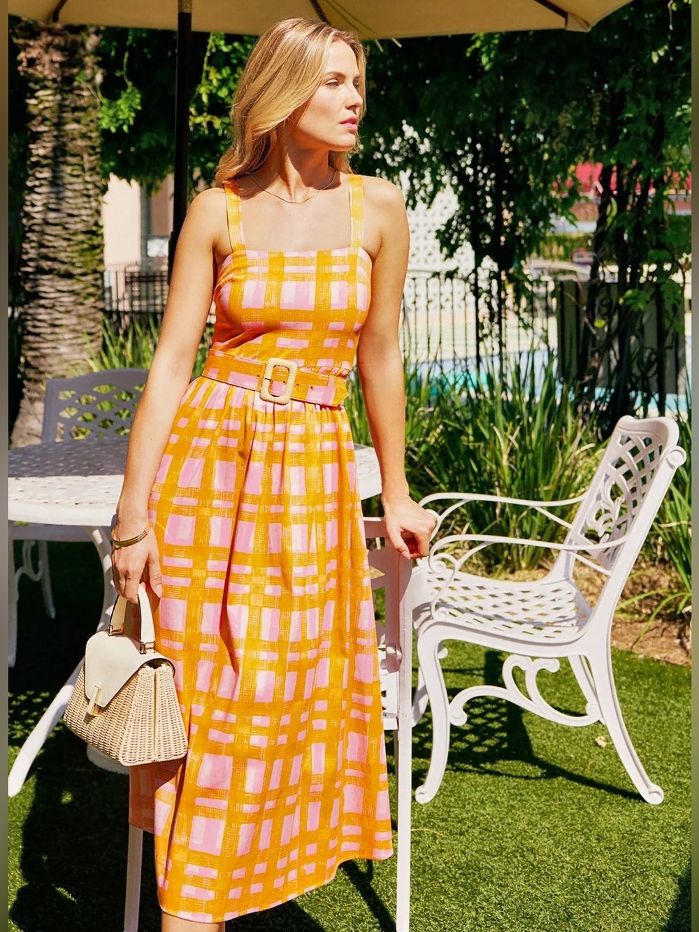 New Sheridan French San Miguel Maxi Dress in Blossom Gingham - size small
